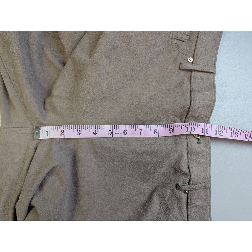 Chicos Faux Suede Pants Beige High Waist Straight Leg Stretch Classic Large - Picture 8 of 9